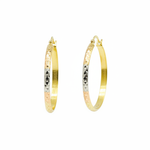Load image into Gallery viewer, GER65. 14K Gold Tri-Color Hoop Earrings with Engraved Tornado Design