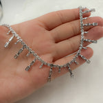 Load image into Gallery viewer, NFT71052. 14K Solid White Gold Diamond Dangle Bars Necklace