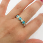 Load image into Gallery viewer, CR97068TQ4. 14K Solid Yellow Gold Diamond and Turquoise Band Ring