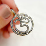 Load image into Gallery viewer, DP031. Diamond Sterling Silver OM Symbol Round Pendant