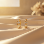 Load image into Gallery viewer, EHJ57409. 14K Solid Yellow Gold Diamond Hoop Earrings
