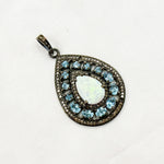 Load image into Gallery viewer, DSP068. Diamond Silver Gemstone Drop Pendant