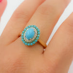 Load image into Gallery viewer, 14K Gold Antique Turquoise and Diamond Ring