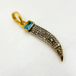 Load image into Gallery viewer, DP249. Diamond Silver Horn Pendant with Gemstone
