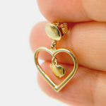 Load image into Gallery viewer, GER115. 14K Gold Dangle Earring with Two Hearts