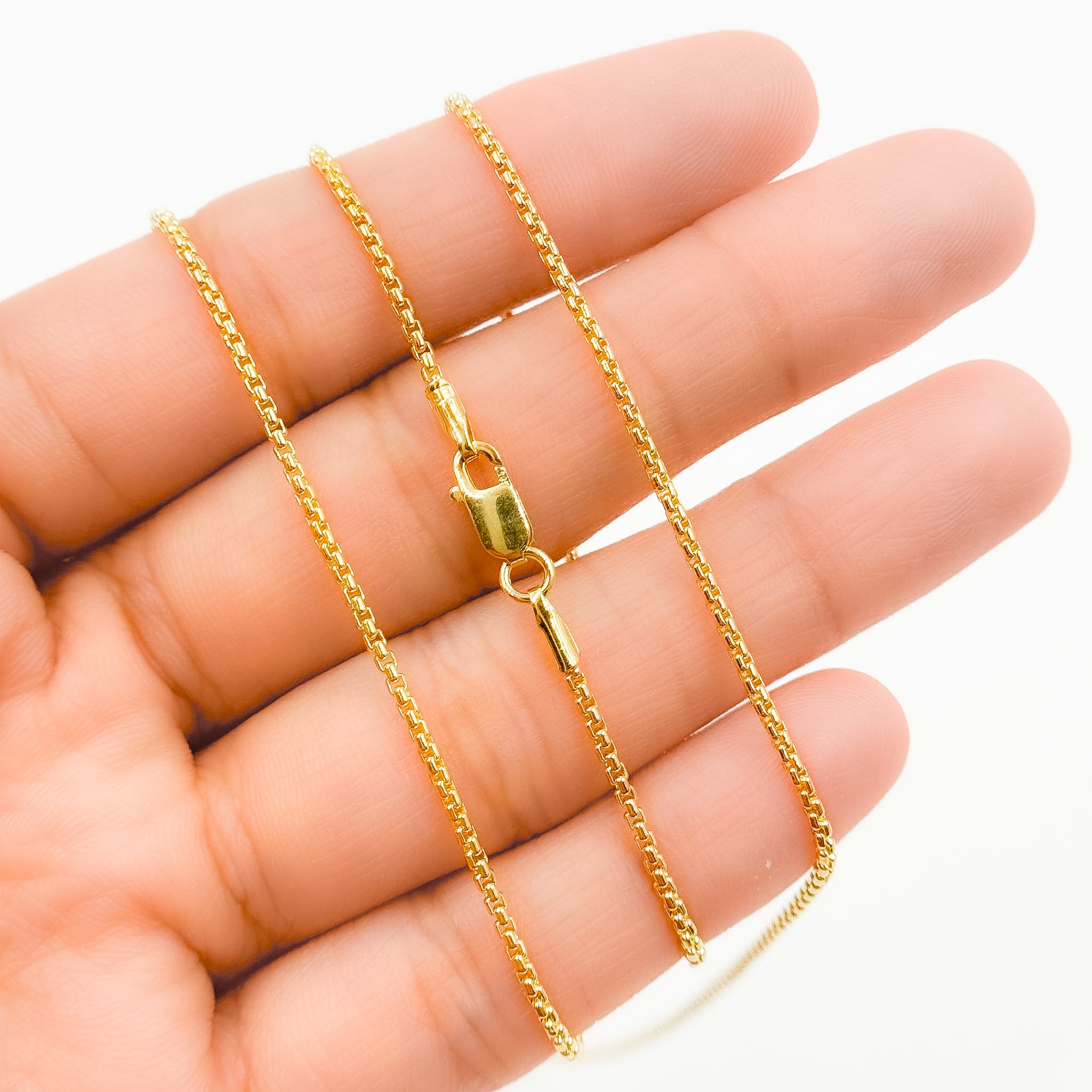 14k Solid Yellow Gold Venetian Box Link Chain