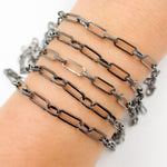 Load image into Gallery viewer, Black Rhodium Sterling Silver Long and Short Link Chain