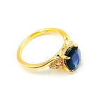 Load image into Gallery viewer, Shop 14K Solid Yellow Gold Oval Blue Sapphire and Diamonds Fancy Ring