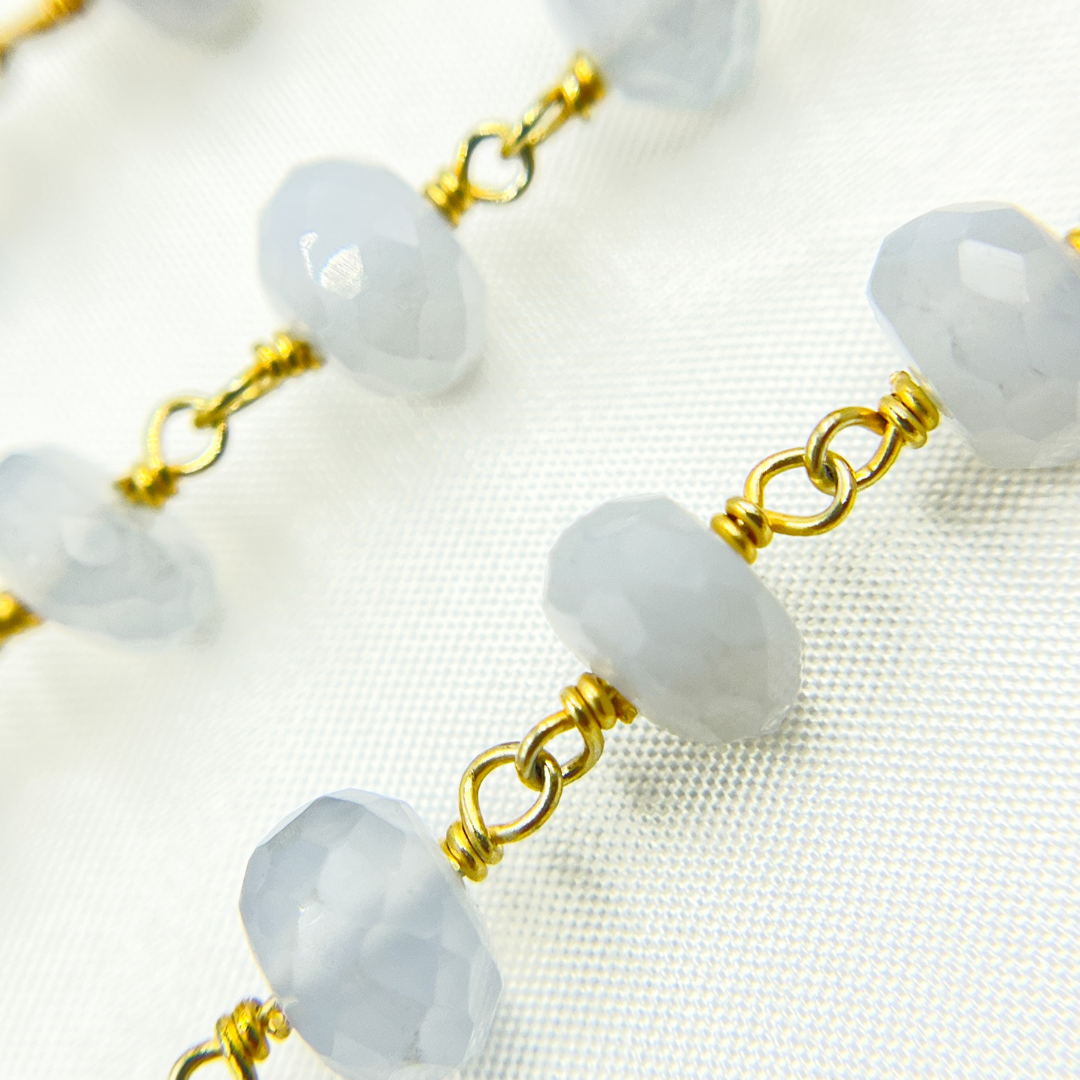 Natural Chalcedony Gold Plated Wire Chain. PCL15