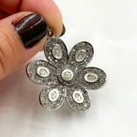 Load image into Gallery viewer, DP145. Diamond Sterling Silver Flower Pendant with Polki Diamond