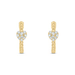 Load image into Gallery viewer, EHB57034. 14k Solid Gold Diamond Heart and Beads Hoops
