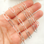 Load image into Gallery viewer, Sterling Silver Paperclip Flat Link Chain