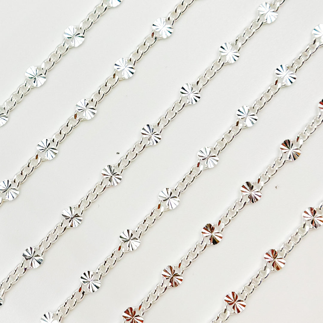 Buy Sterling Silver Curb Chain with Textured Disc Link