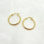 Load image into Gallery viewer, GER171. 14K Solid Gold Hollow Diamond Cut Hoop