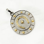 Load image into Gallery viewer, DP731. Diamond Sterling Silver Horseshoe Round Pendant