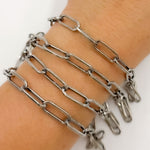 Load image into Gallery viewer, Oxidized Sterling Silver Flat Paperclip Chain