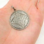 Load image into Gallery viewer, DP284. Diamond Sterling Silver Round Pendant