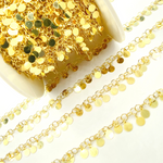 Load image into Gallery viewer, V73GP. Gold Plated 925 Sterling Silver Dangle Disc Chain