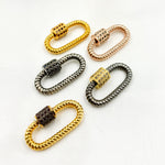 Load image into Gallery viewer, DC661. Diamond Sterling Silver Oval Twisted Wire Carabiner Clasp with Gemstone