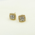 Load image into Gallery viewer, EFE51918. 14K Solid Gold and Diamonds Square Earrings