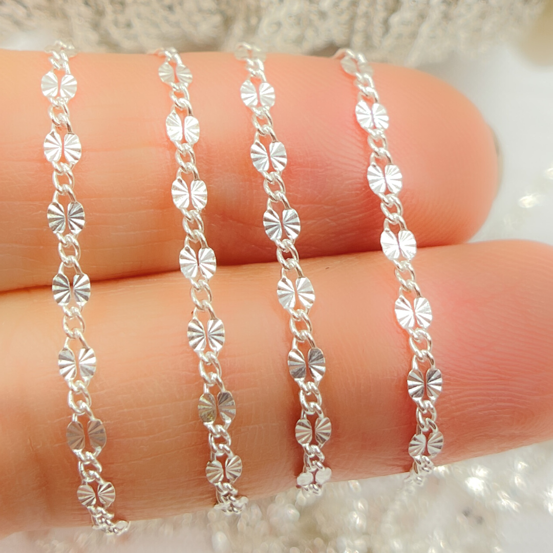 Sterling Silver Diamond Cut Paperclip Link Chain