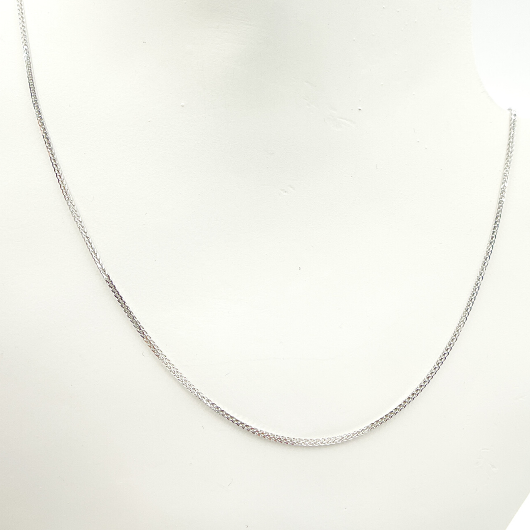 14K Solid White Gold Wheat Chain