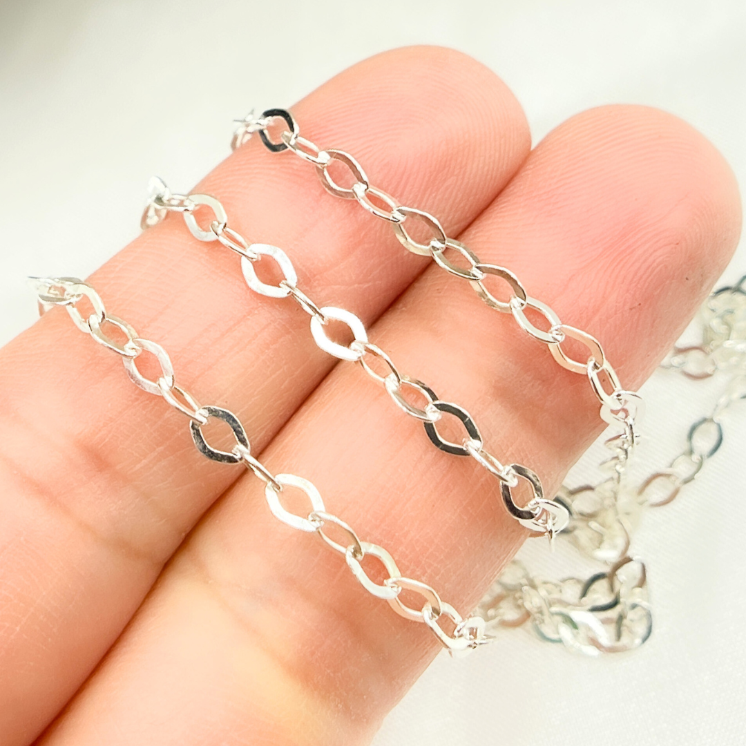 925 Sterling Silver Flat Cable Link Chain. Z98SS