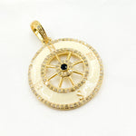 Load image into Gallery viewer, Buy Now Silver Round Compass Enamel Pendant with Gemstone