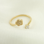 Load image into Gallery viewer, 14K Solid Gold Flower Diamond Ring.