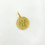 Load image into Gallery viewer, 14K Solid Gold Diamond and Gemstone Flower Circle Charm. GDP364