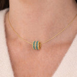 Load image into Gallery viewer, CME00244TQ. 14K Solid Gold Diamond and Turquoise Charm