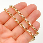 Load image into Gallery viewer, 14K Solid Gold Hollow Flat Cable Link Chain