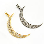 Load image into Gallery viewer, DP1002. Diamond Sterling Silver Moon Pendant
