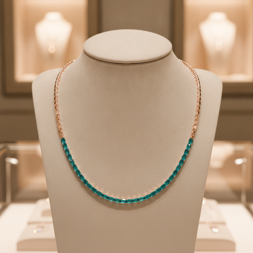 CN97277-5X3. 14K Solid Gold Gemstone Necklace