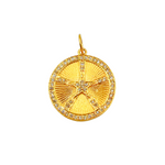 Load image into Gallery viewer, 14K Solid Gold Diamonds Star Circle Charm. GDP160