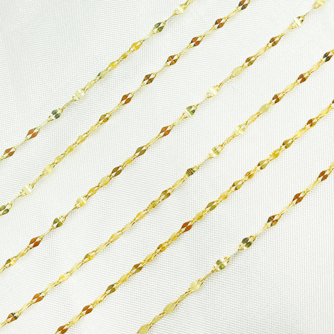 Z46GP. Gold Plated Sterling Silver Flat Marina Link Chain