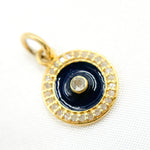 Load image into Gallery viewer, Sterling Silver Round Enamel Charm with Gemstone