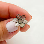 Load image into Gallery viewer, DE030. Diamond Silver Flower Studs