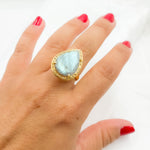 Load image into Gallery viewer, DE033. Diamond Sterling Silver Labradorite Drop Ring