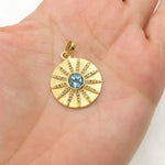 Load image into Gallery viewer, DSP067. Diamond Sterling Silver Round Sun Pendant with Gemstone