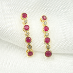 Load image into Gallery viewer, EFD52175RU. 14K Solid Gold Diamond & Ruby Dangle Earrings
