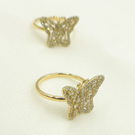 Load image into Gallery viewer, 14K Solid Gold Butterfly Diamond Ring.