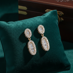 Load image into Gallery viewer, EFJ54504. 14K Solid Gold Diamond Baguette Dangle Stud Earrings