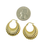 Load image into Gallery viewer, GER121. 14K Solid Gold Chunky Croissant Hollow Hoop Earrings