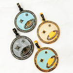 Load image into Gallery viewer, Diamond Sterling Silver Round Planet and Star Enamel Pendant