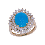 Load image into Gallery viewer, CR97315TQ11X9. 14K Solid Gold DIamond and Turquoise Ring