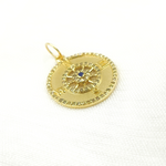 Load image into Gallery viewer, 14K Solid Gold Diamond Compass Circle Charm. GDP433