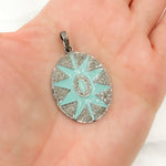 Load image into Gallery viewer, Diamond Sterling Silver Oval Star Enamel Pendant