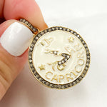 Load image into Gallery viewer, Diamond Silver Capricorn Zodiac Enamel Pendant