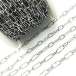 Load image into Gallery viewer, Black Rhodium Sterling Silver Diamond Cut & Smooth Paperclip Chains